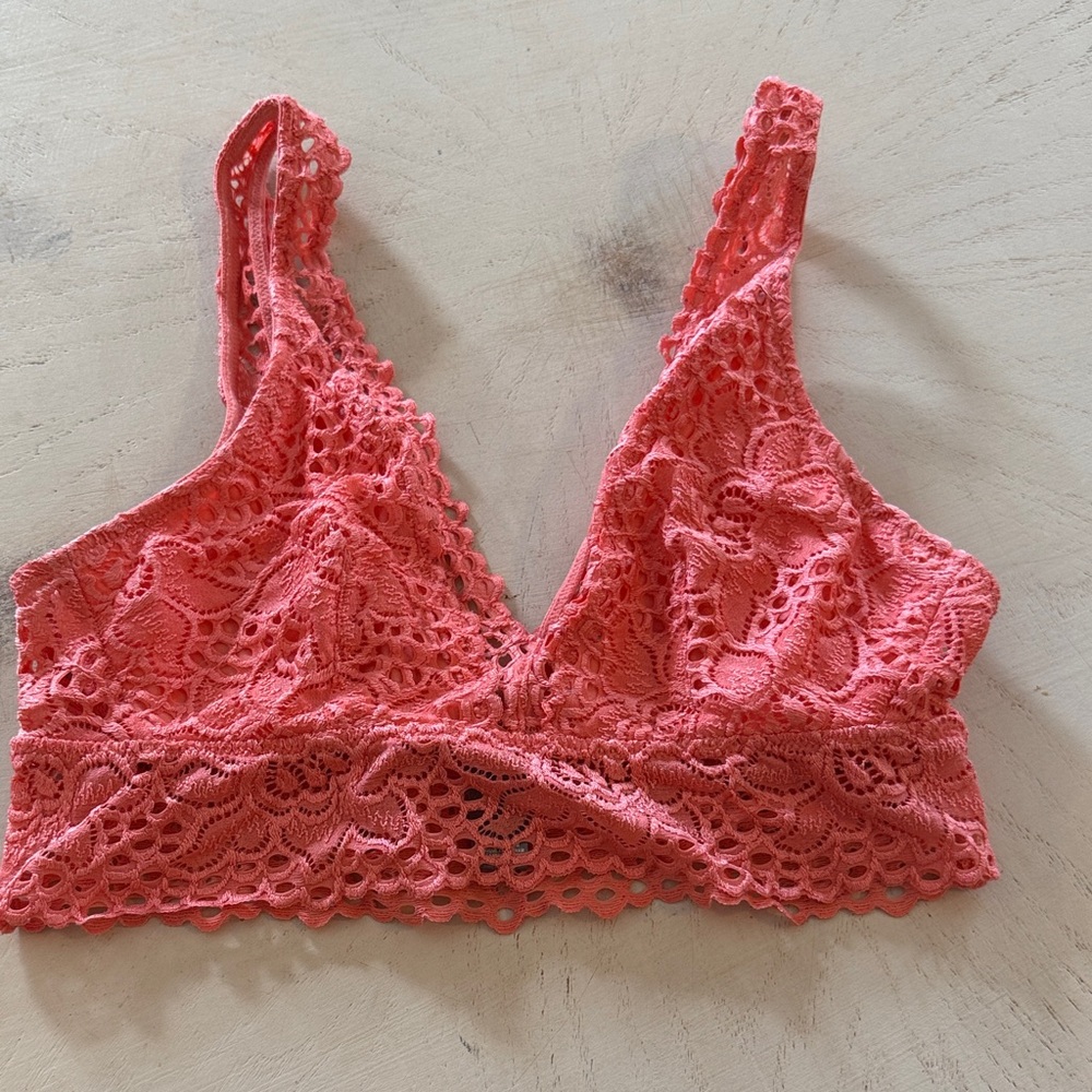 Aerie Elastic Lace Bralette - Coral Pink s/p 2/$15